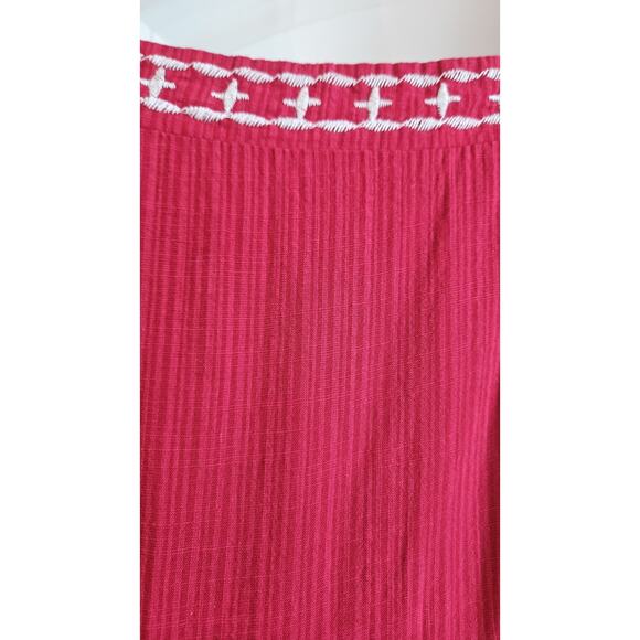 Knox Rose Dress Embroidered Tiered Ruffle Sleeve Dress Boho Red Pockets Size M - Picture 7 of 9